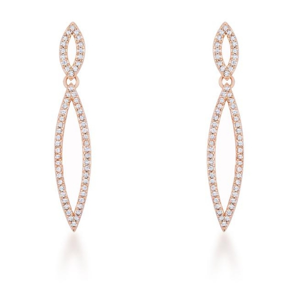 Sara 1.2ct CZ Rose Gold Delicate Double Teardrop D